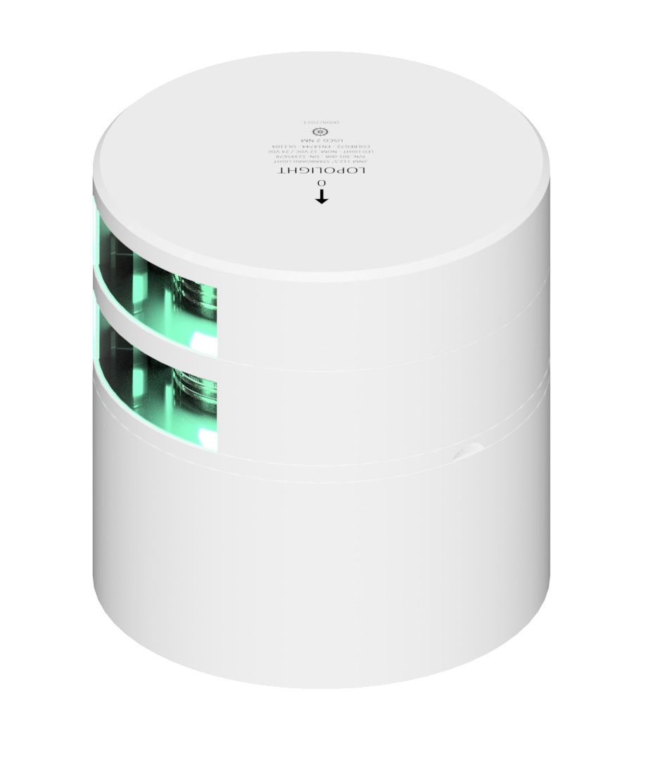 2nm 112,5° Green, Starboard, Double, white coated 2nm 112,5° Green, Starboard, Double, white coated